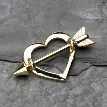 Detail View 1 of Golden Cupid's Heart Nipple Shield Ring-Gold